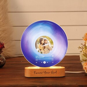 Personalized Vinyl Record Night Light - Custom Song Photo Print - Mothers Day Gift - Gifts for Mom - Mom Photo Light - Birthday Gift for Mom