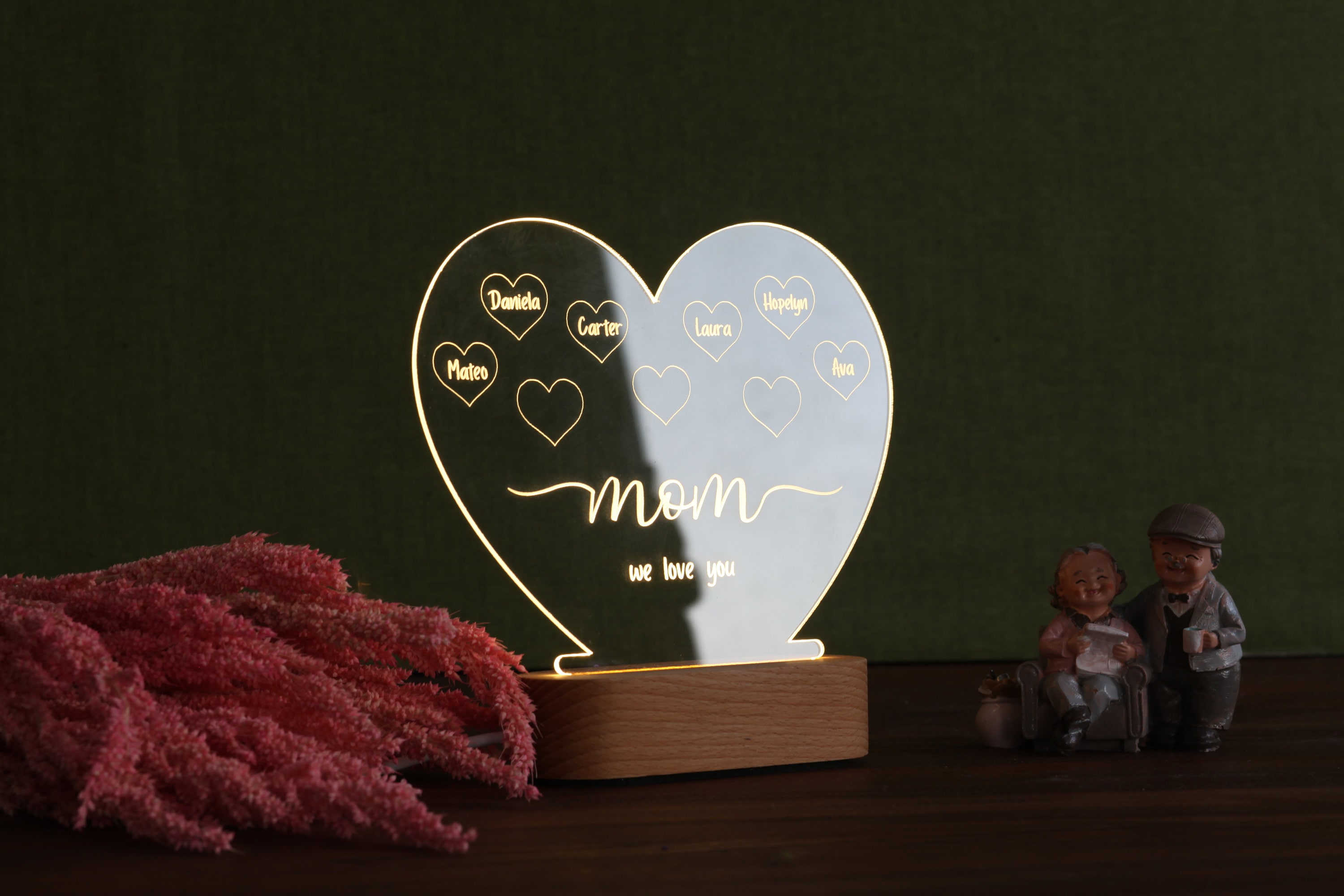 Personalized Mother Led Lamp - Up to 4 Kids - Gift Idea For Mother's Day - We Love You main image 1