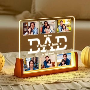 Custom Dad Photo Gift for Fathers Day, Acrylic Night Light, Custom Dad Lamp, LED Dad Gift, Father&#39;s Day Gift, Photo Light, Dad Memory Lamp