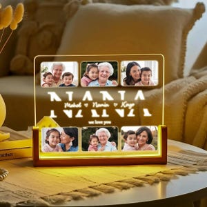 Personalized Photo Night Light: Custom Grandma Lamp with Family Photos - Christmas Gift for Nana