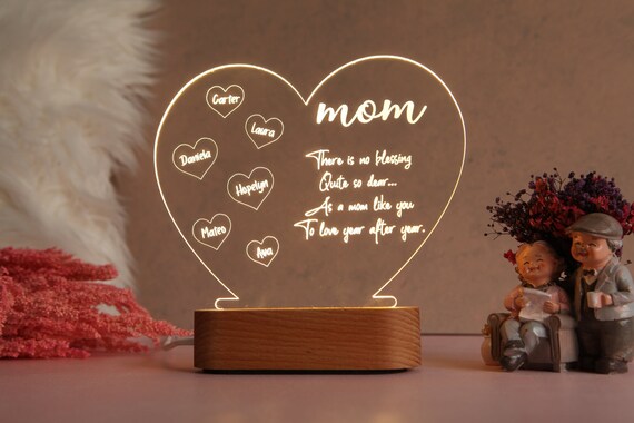 Lampada Lunare 3D Regalo Per Mamma - Idea Regalo Originale Compleanno E Festa Della Mamma 12x12cm - Foto 2