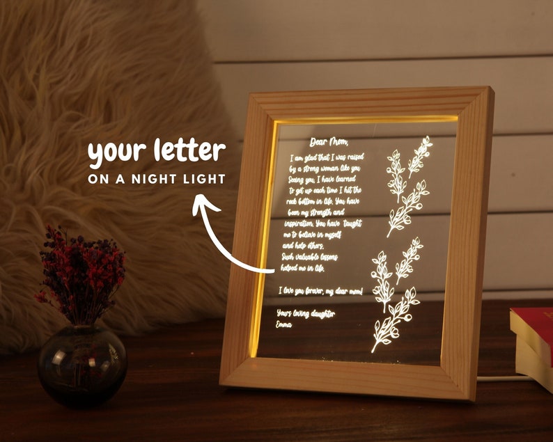 Personalized Hand-Written Letter Night Light Mother's Day Gift Ideas Mothers Day Gift Gift for Mom Grandma Nana Mommy Birthday Gifts image 1