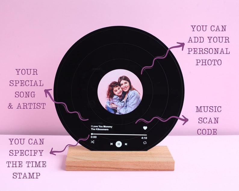 Personalized Record Display Best Gift For Husband Father Gift Husband Gift Gift for Him Anniversary Gift for Husband Daddy Gift image 3
