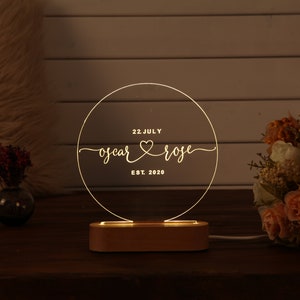Personalized Night Light Home Decor Wedding Gift Ideas Engagement Gift Newly Wed Gift Wedding Favors Gift for Him Gift for Her Dual Name