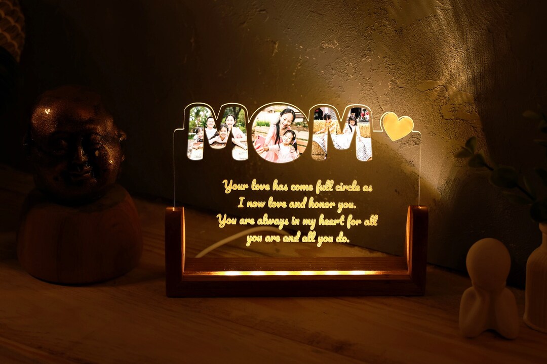 Personalized Mom Night Light Mom Photo Led Lamp Custom Mother Christmas ...