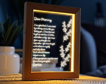 Personalized Hand-Written Letter Night Light - Mother's Day Gift Ideas - Mothers Day Gift - Gift for Mom - Grandma Nana Mommy Birthday Gifts