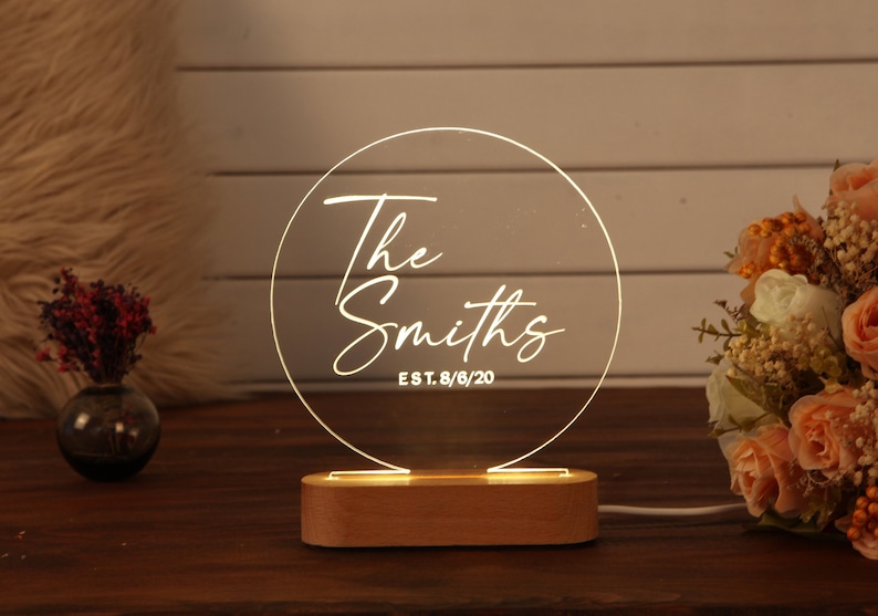Personalized Night Light Home Decor Wedding Gift Ideas Etsy