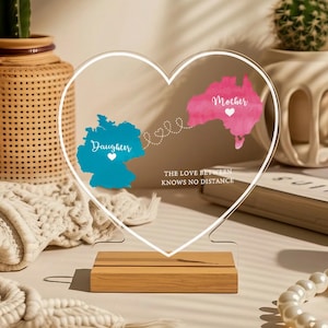 Cadeau fête des Mères pour un voyage interurbain - Cadeau pour maman et sa fille - Plaque acrylique personnalisée deux cartes - Cadeau d'anniversaire de maman - Idées cadeau pour la fête des Mères