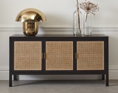 MOON Sideboard, Buffet, Pine Wood and Rattan Furniture, Living Room Furniture