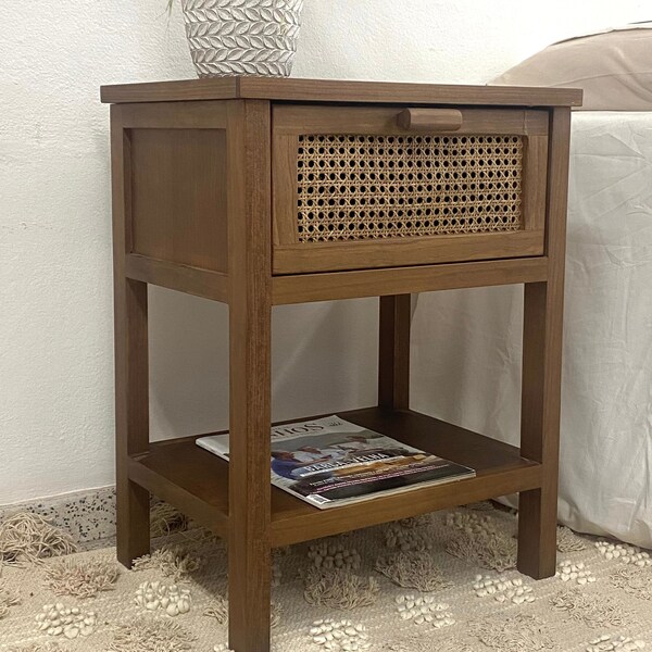 Rattan Bedside Table Etsy UK