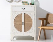 ARTHUR Cabinet or sideboard model made of wood and natural rattan with rough finish
