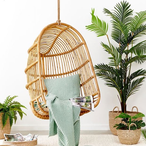 Wicker Hanging Chair Bamboo Hanging Chair Cane Rattan Etsy