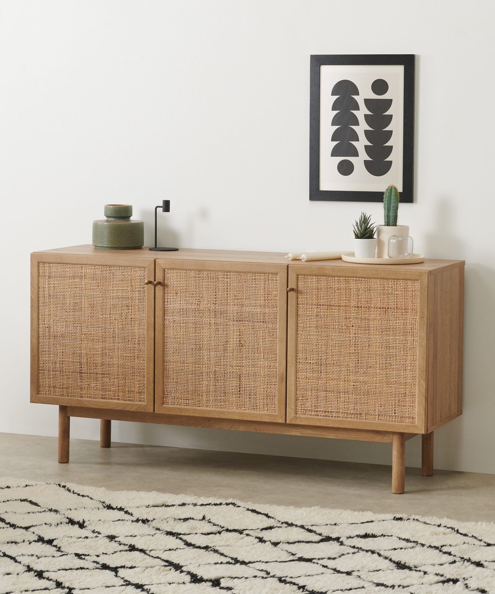 Patxi Teak Rattan Sideboard Natural La Redoute Interieurs La Redoute