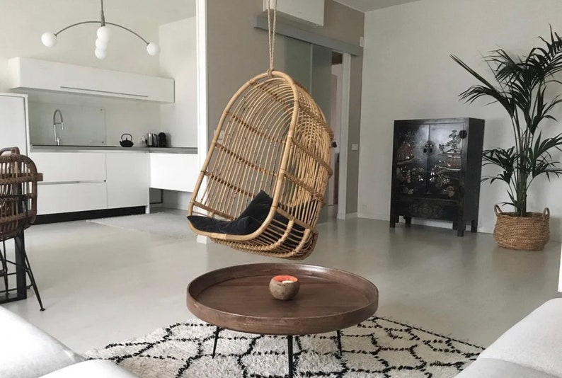 Wicker Hanging Chair Bamboo Hanging Chair Cane Rattan Etsy