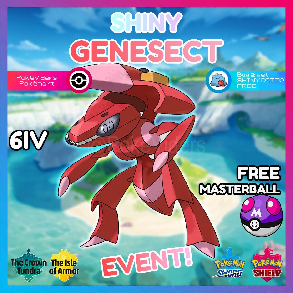 6IV Ultra Shiny Genesect Event Pokemon Sword and Shield (Square Shiny)
