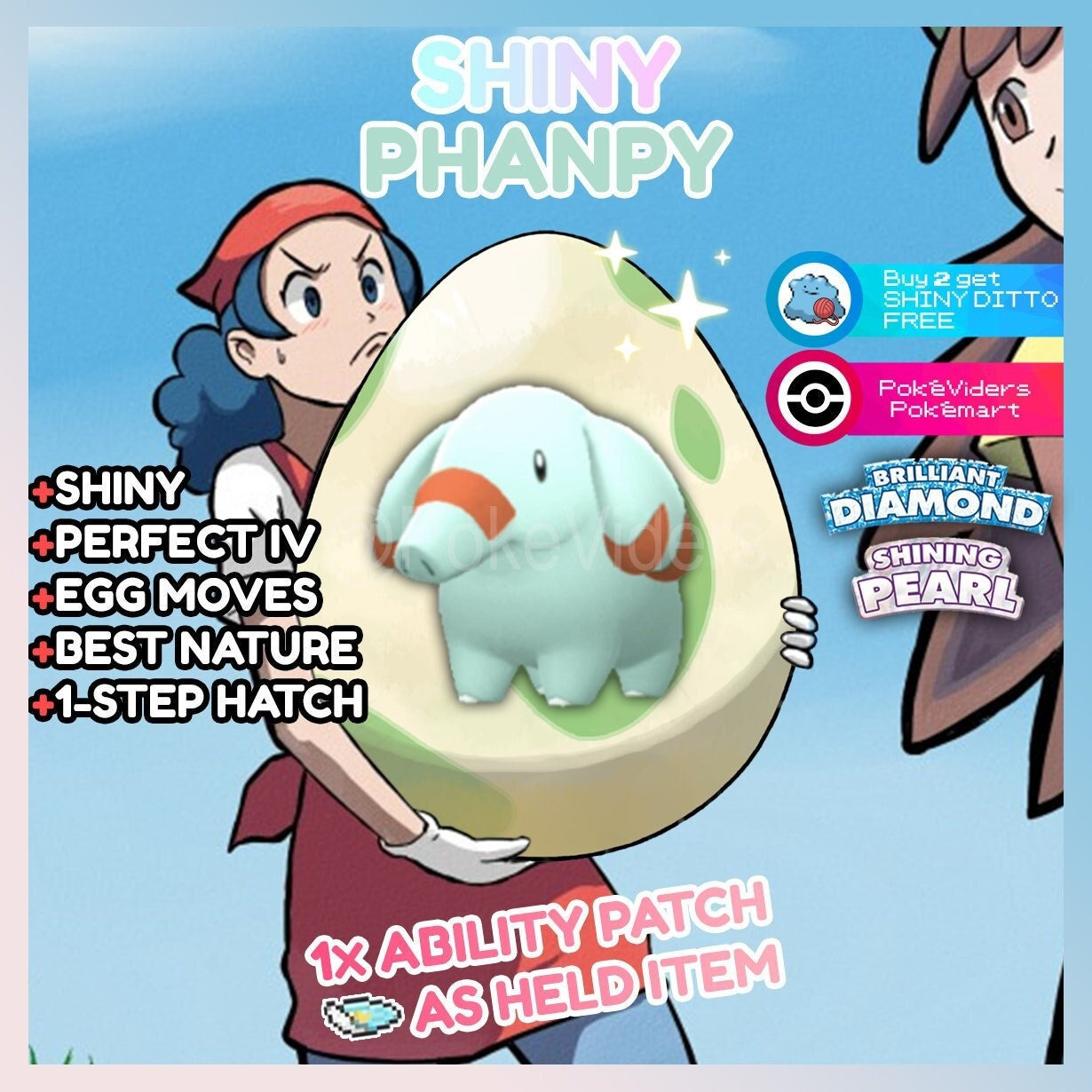 Pokemon Brilliant Diamond & Shining Pearl / Shiny Egg Phanpy / 6IV / Egg  Moves / Best Nature / Fast Trade / Ability Patch / Ditto