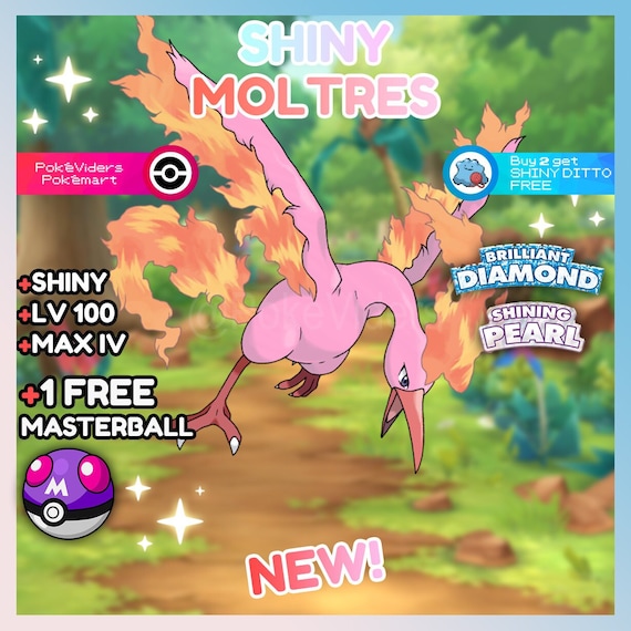Shiny Legendary Moltres / Pokemon Let's Go / 6IV Pokemon / Shiny