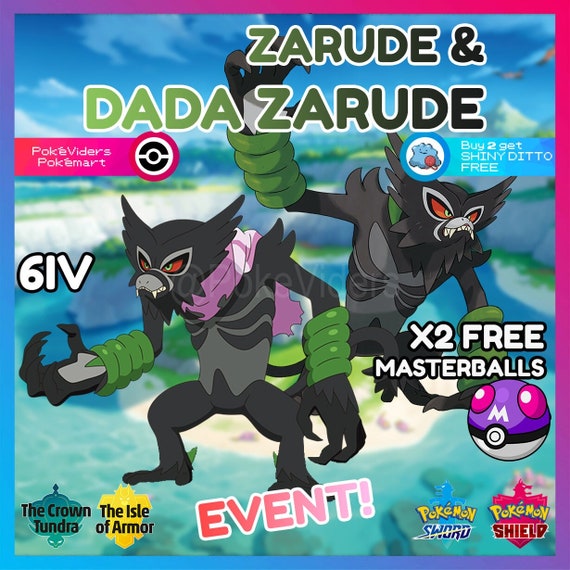 6IV Celebi and Zarude 2-Pack - Improved Pokemon holding master balls -  Pokemon Movie 2020 Event for Pokemon Sword and Shield - elymbmx