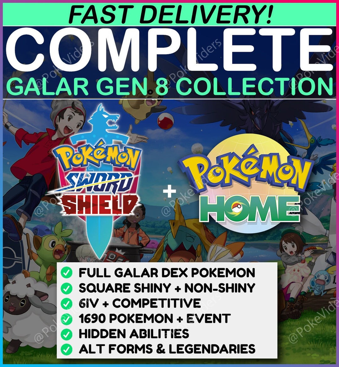 Pokemon Sword & Shield / COMPLETE Galar Gen 1-8 Dex (Download Now