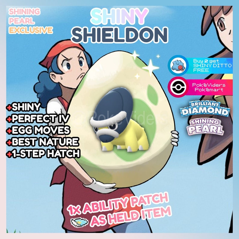 Pokemon Brilliant Diamond & Shining Pearl / Shiny Egg Shieldon Etsy