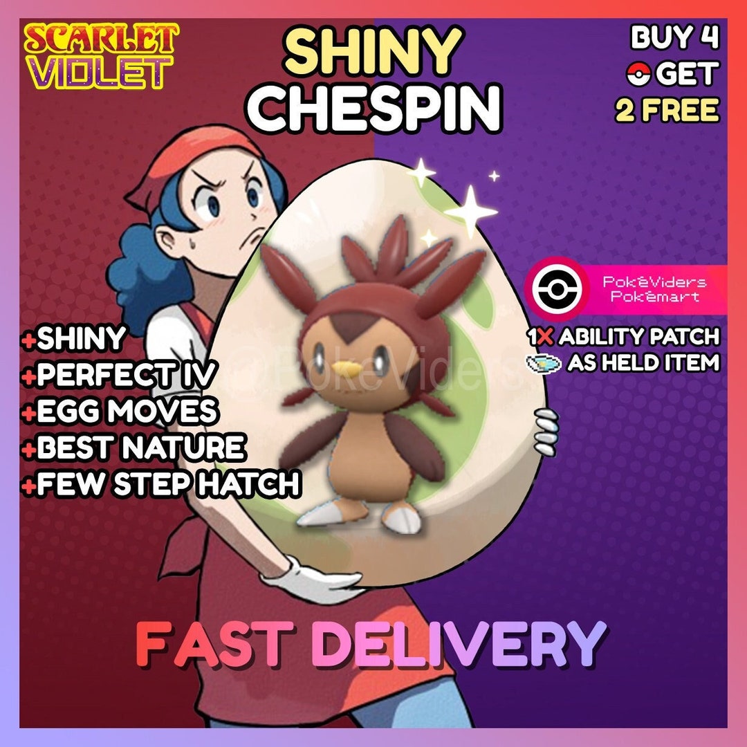 Pokemon Scarlet & Violet / Shiny Egg Chespin / 6IV / Egg Moves / Best ...