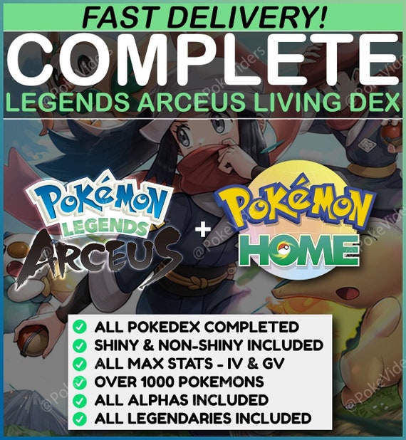 Pokemon Legends Arceus / COMPLETE Living Dex / Shiny (Download Now) 