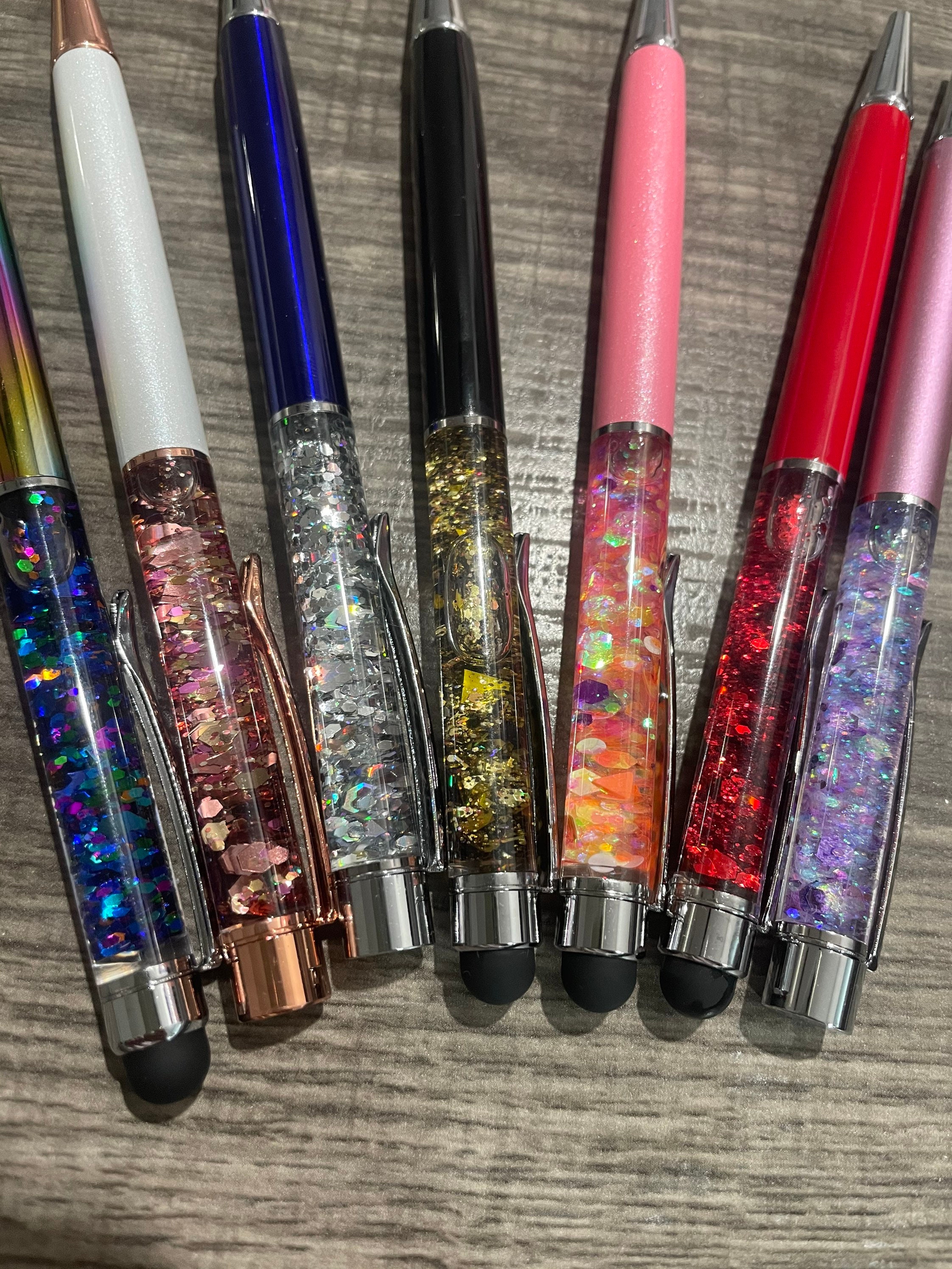 Floating glitter pens ball point pen blue or black ink made Etsy