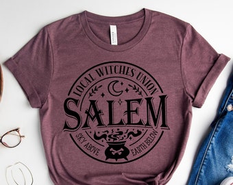 Salem Shirt, Halloween Graphic Tee, Retro Shirt for Women, Birthday Gift for Her, Fall Shirt, Boho Shirt, Witchy Gifts, Spooky Vibes Outfit