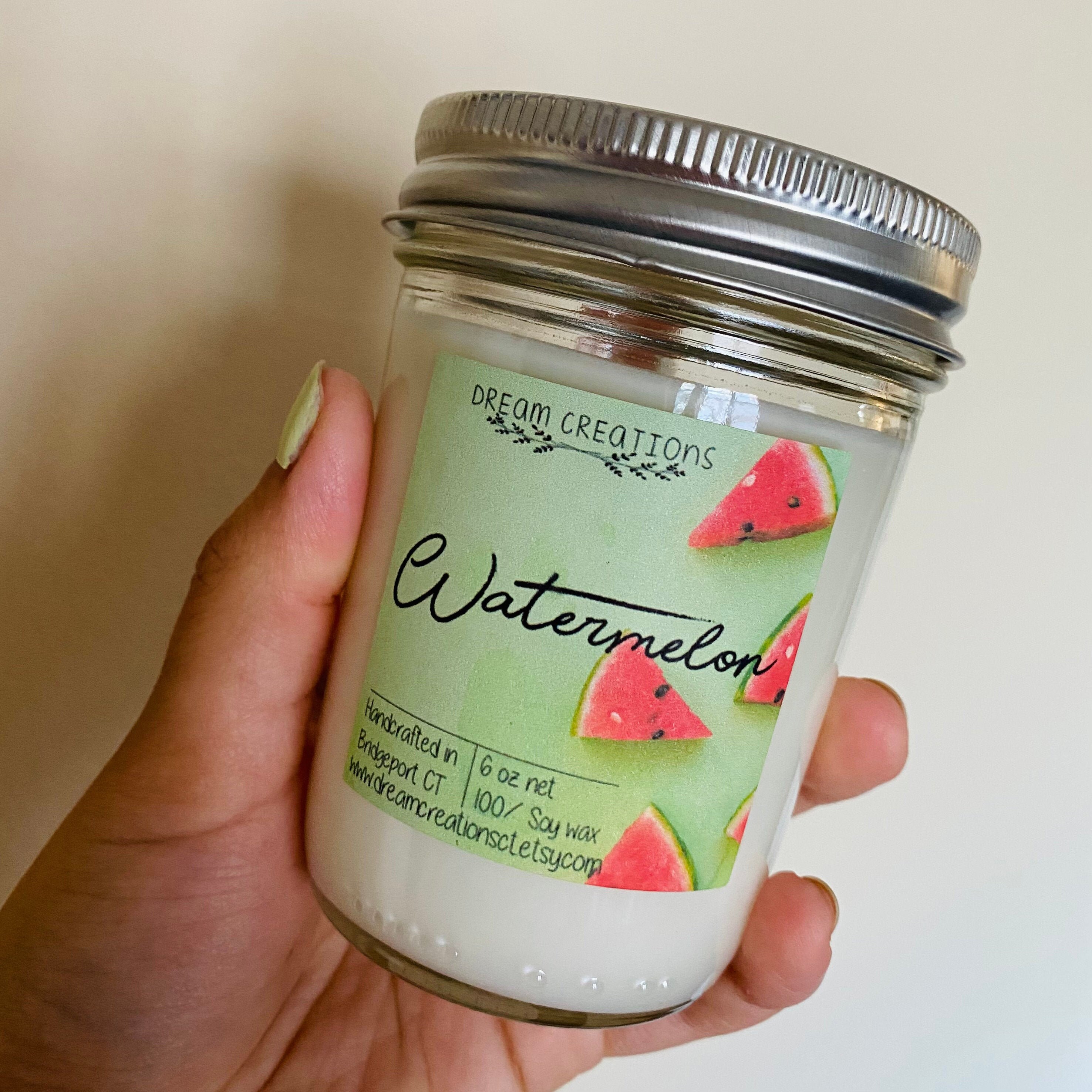 Watermelon Soy Wax Candle Handcrafted 8 oz Jar. Etsy