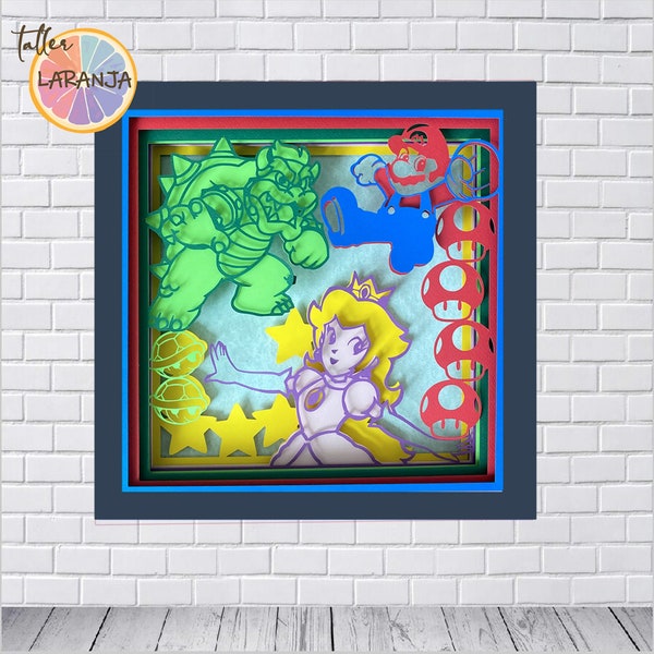 Mario Bros Paper Cutting Light Box, 8 LAYER Template digital files 29x29cm