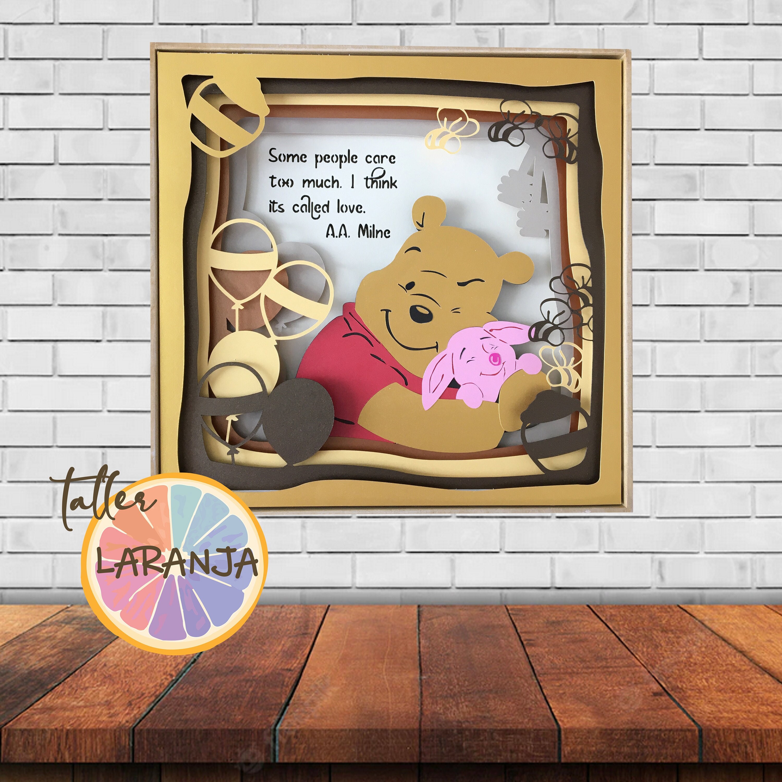 Winnie The Pooh Shadow Box Svg | Cartoon Winnie Pooh And Friends Piglet