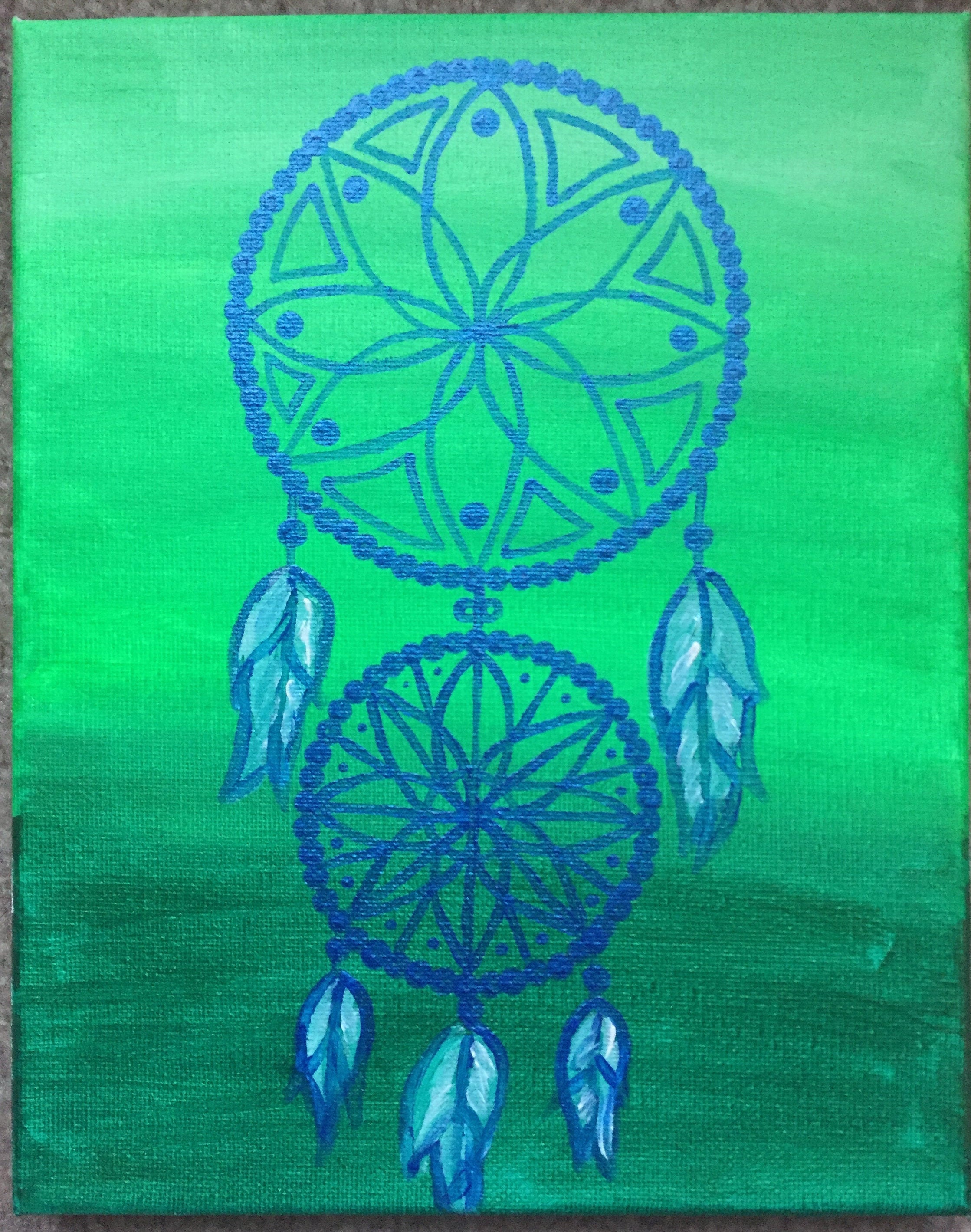 Dreamcatcher 8 x 10 canvas painting Double | Etsy
