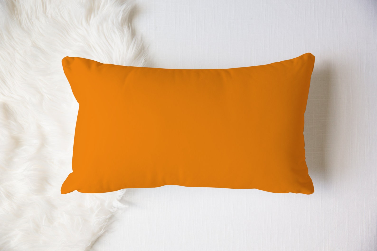 Orange Lumbar Pillow 20x12 Linen Feel Orange Sofa Pillow Etsy