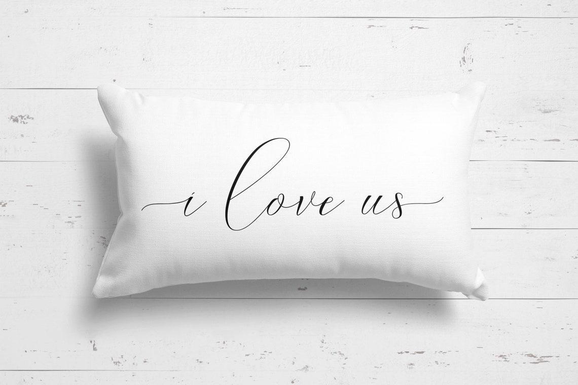 I Love Us Pillow Linen Lumbar 20x12 You and Me Romantic Etsy