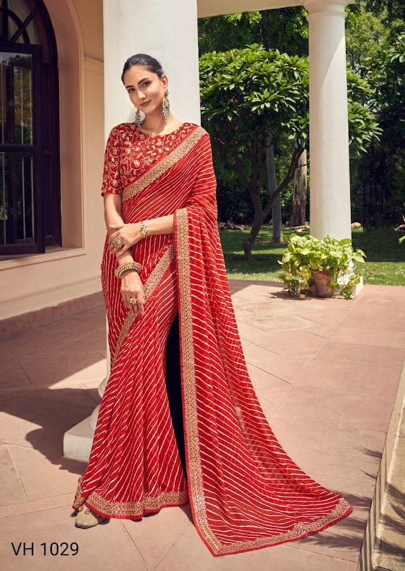 Heavy Zari Pink Designer Leheriya Saree at Rs 399/piece in Surat | ID:  2851153728273