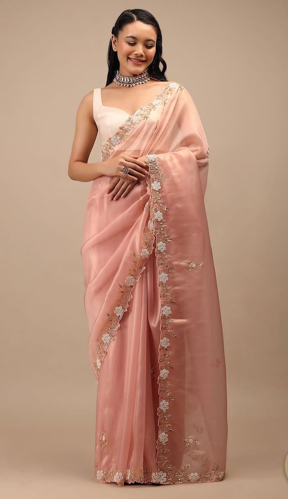 Ready to wear one minute saree, pure viscose organza saree with