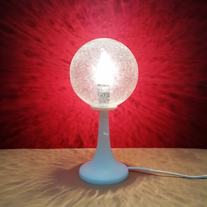 ARO Tischleuchte, Vintage, 70er, Lampe, Bubble-Glas, Nachttischlampe, Design
