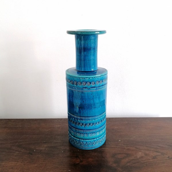 Bitossi, Keramikvase, Rimini Blu, Aldo Londi, Flavia, Edimax, Italien, Bodenvase, Mid-Century