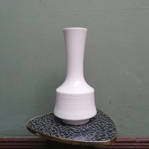 Hutschenreuther/Arzberg Porzellan, Vase, geometrisches Reliefdekor, Vintage, Mid-Century