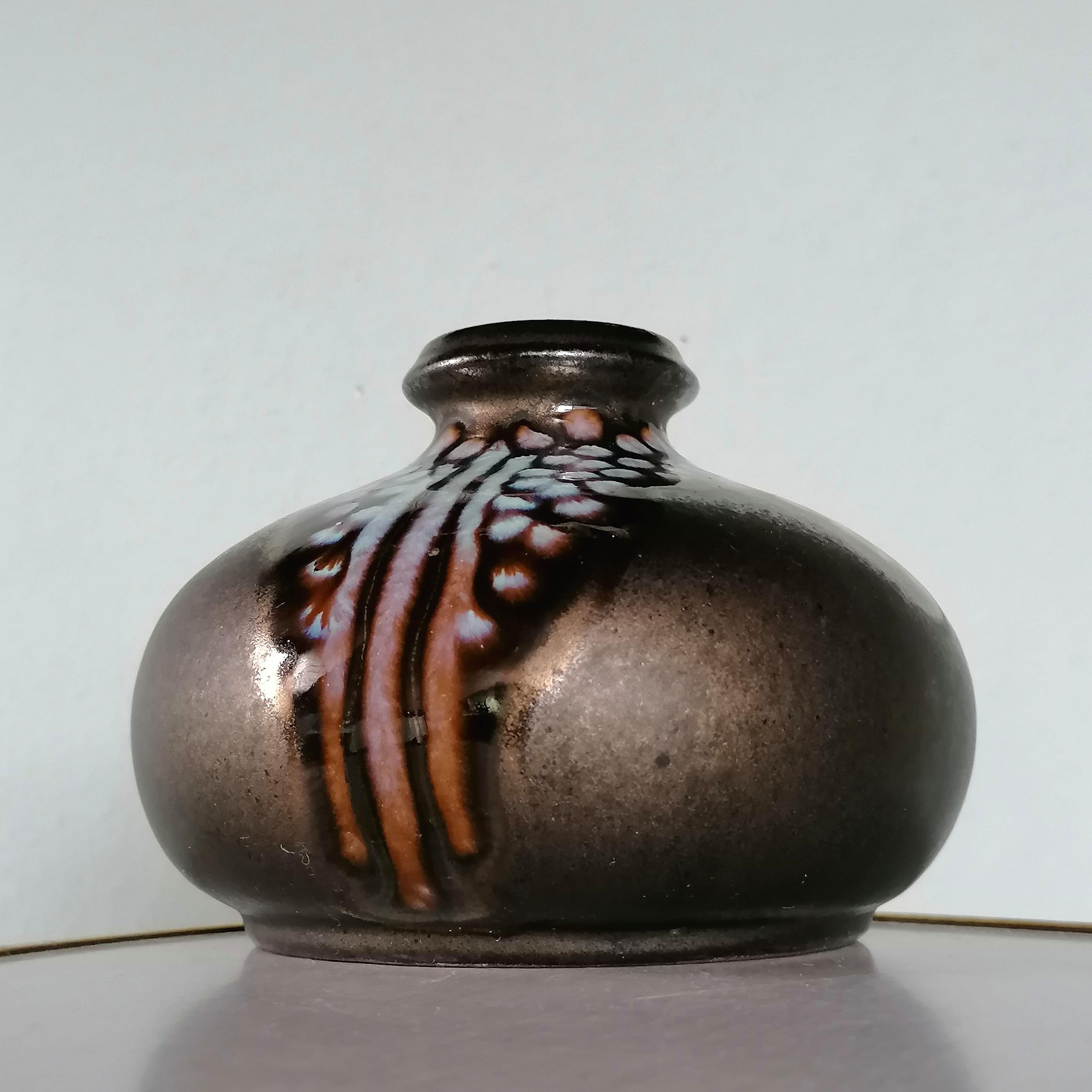 CERAMANO陶器、No. 255、陶器の花瓶、黒人装飾、ハンス・ヴェリング