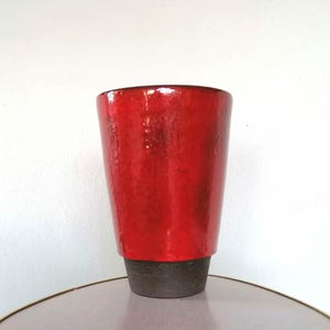 Vintage Orchideentopf, Keramik, Rot, Übertopf, Nr. 81/20, West German Pottery, Höhe 20cm, Mid Century, Design