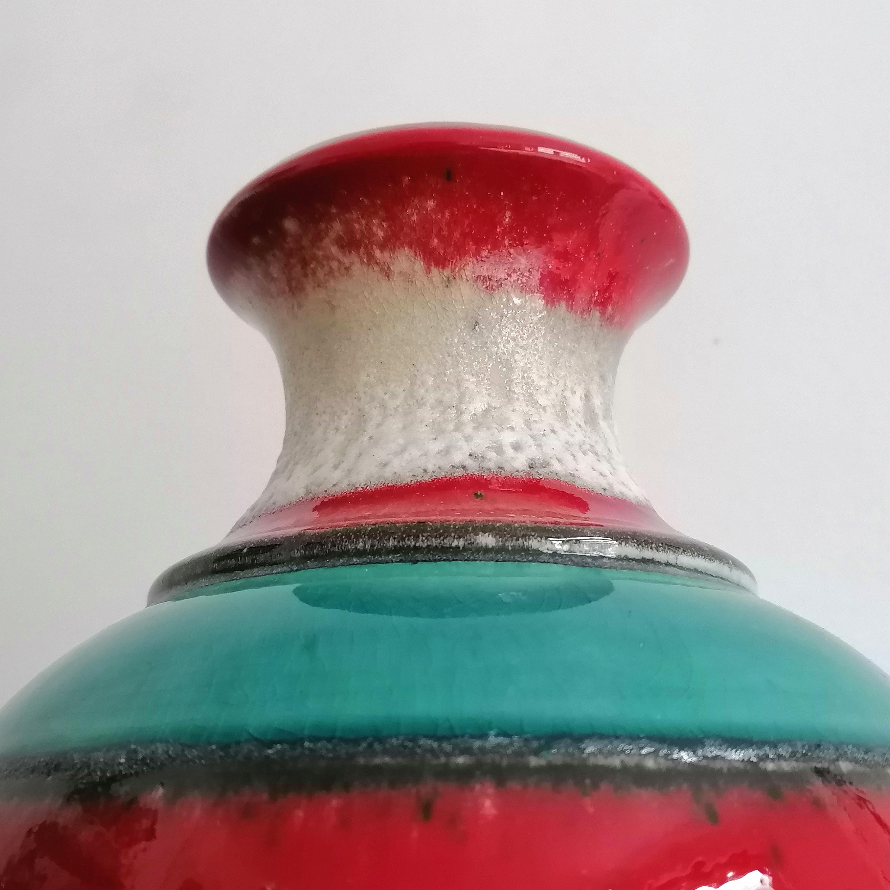 BAY Keramik、No. 66 25、陶器の花瓶、ヴィンテージ、西ドイツ陶器 