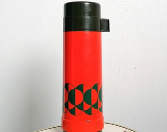 SUPER THERM Brocca termica isolata, anni '70, vintage, arancione, thermos, di design, caffettiera