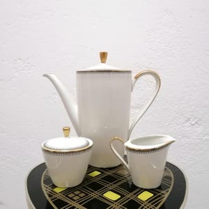 Centerpiece 3-piece, coffee pot, sugar bowl, milk jug, porcelain, Winterling Kirchenlamitz Bavaria, coffee set, 50s/60s, vintage
