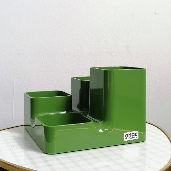 ARLAC Uni-Butler - Desk Organizer, Vintage, Utensil Holder, 70s Design, Desk Set, Pen Holder, Green