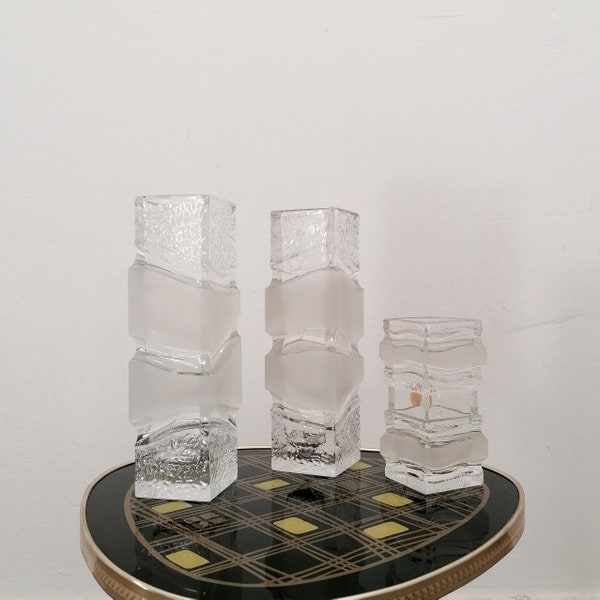 Glasvase, Glaswerke Warmensteinach, Serie: Polar, Bleikristall, Design, Vintage