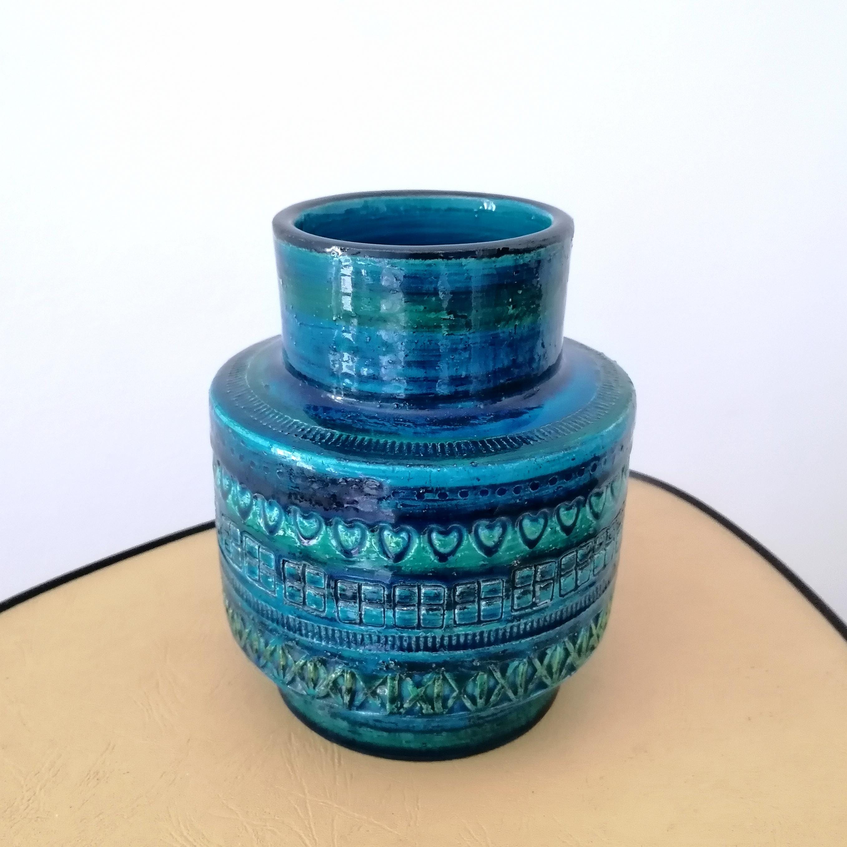 BITOSSI セラミック花瓶、アルド・ロンディ、リミニ・ブルー、No. 712