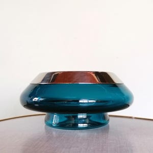 Ciotola QUIST Vario, vintage, ciotola per snack/ciotola impilabile, Ikebana, design di metà secolo, anni '60, anni '70, blu petrolio, ciotola in vetro