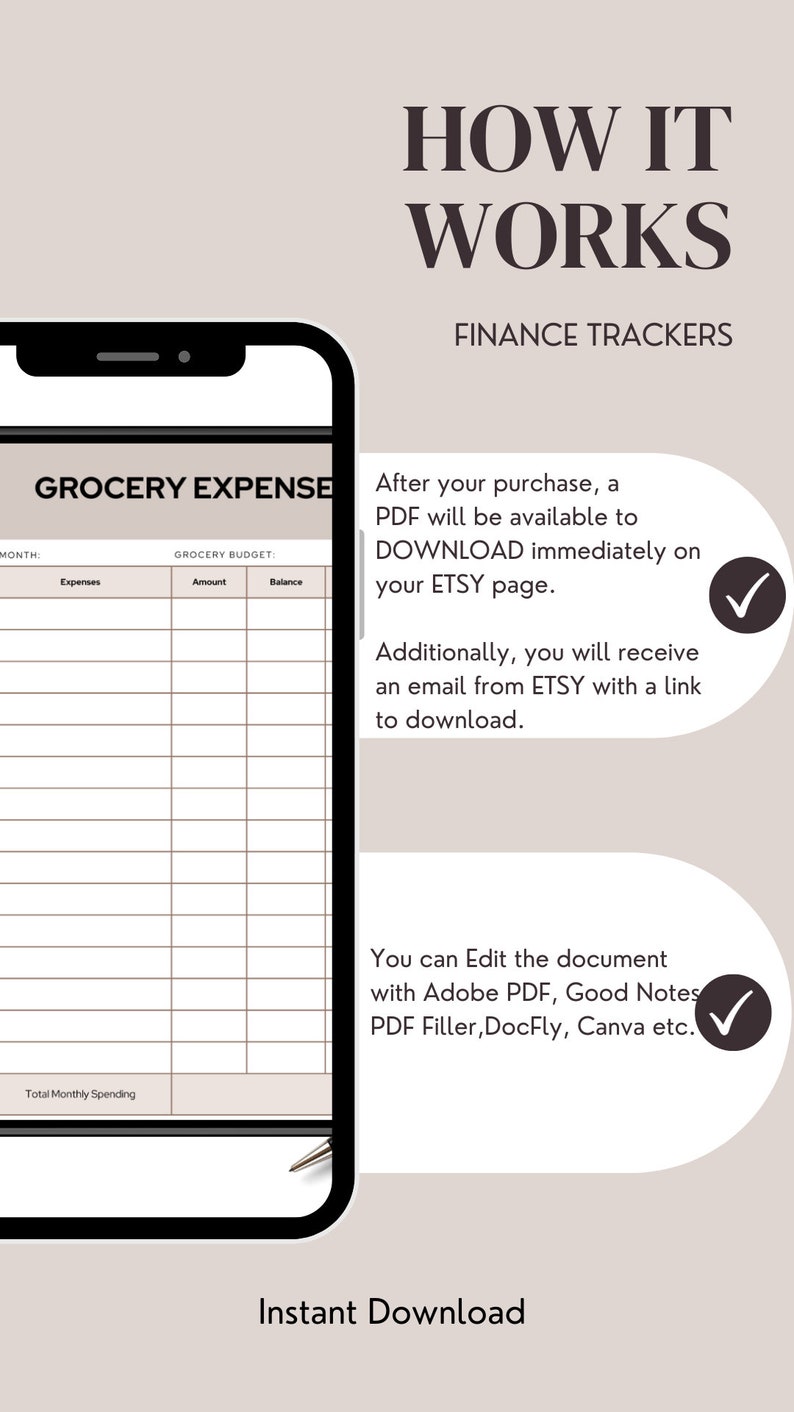 Grocery Expense Tracker - Etsy