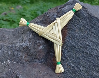Cruz de Santa Brígida hecha a mano: Arte celta en paja - Bendición irlandesa para el hogar, decoración navideña, Imbolc.
